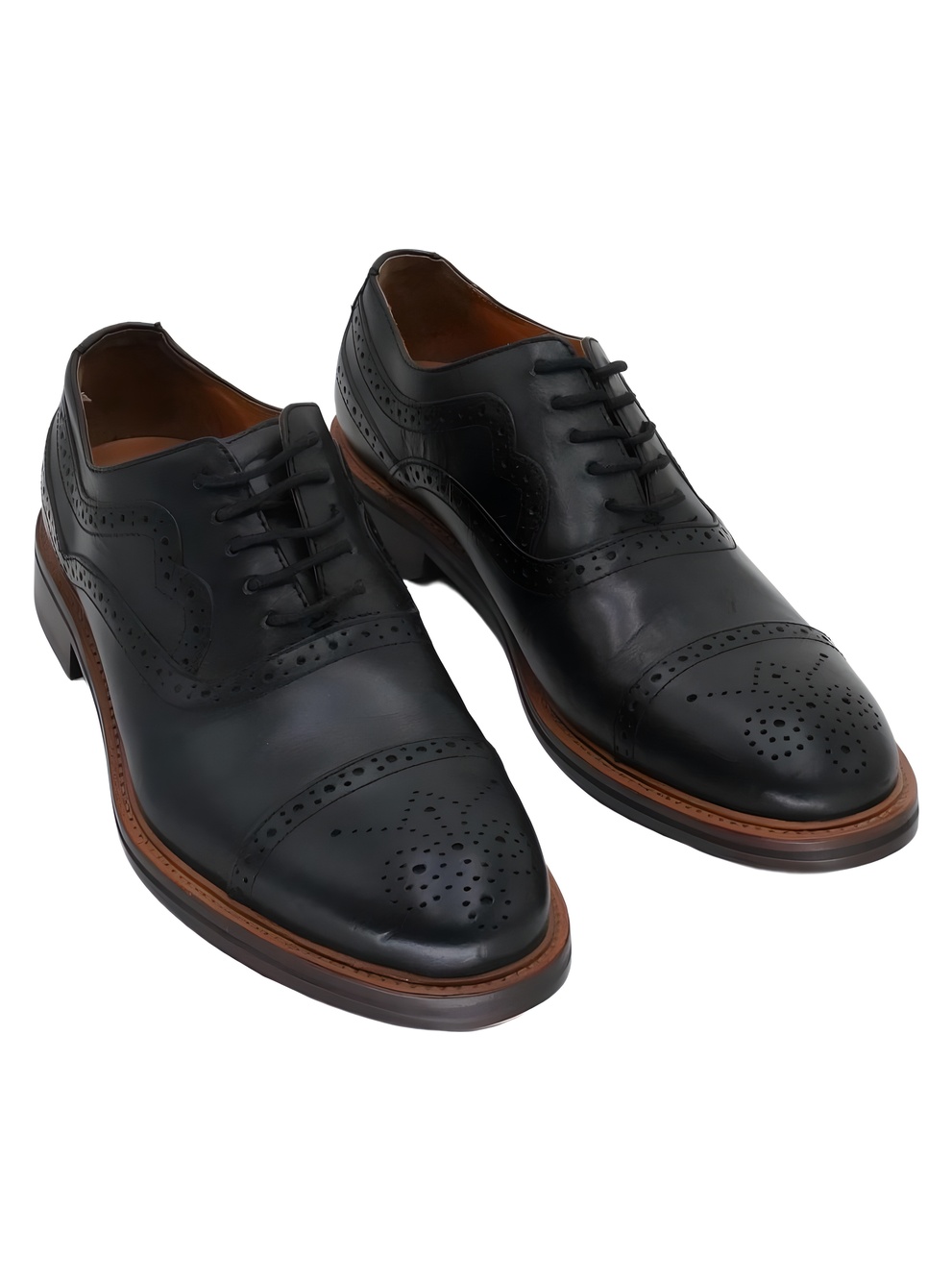 Johnston & Murphy Mens Conard 2.0 Cap Toe Oxford Black Oiled Full Grain Size 9M